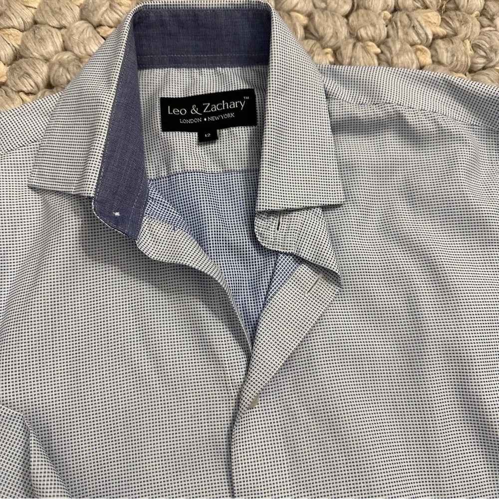 SALE‎ Isaac Mizrahi + more boys dress shirts bundle Blue Check  size 12